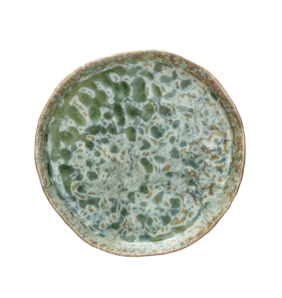 6in Green Stoneware Plate