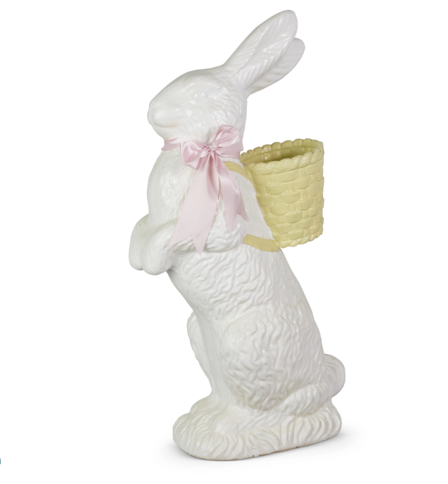35" White Bunny with Basket Backpack