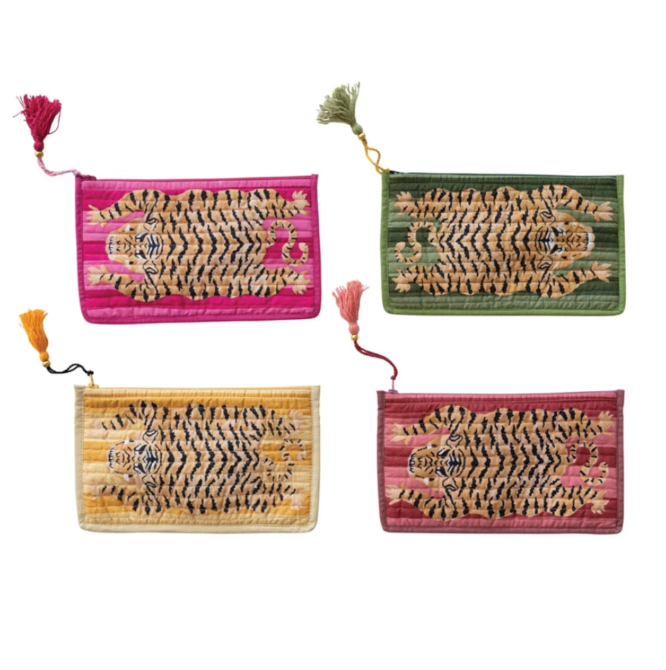 Cotton Voile Zip Pouch w/ Tiger