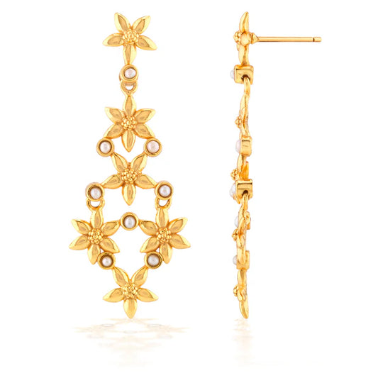 Jasmine Drop Earrings- Pearl White