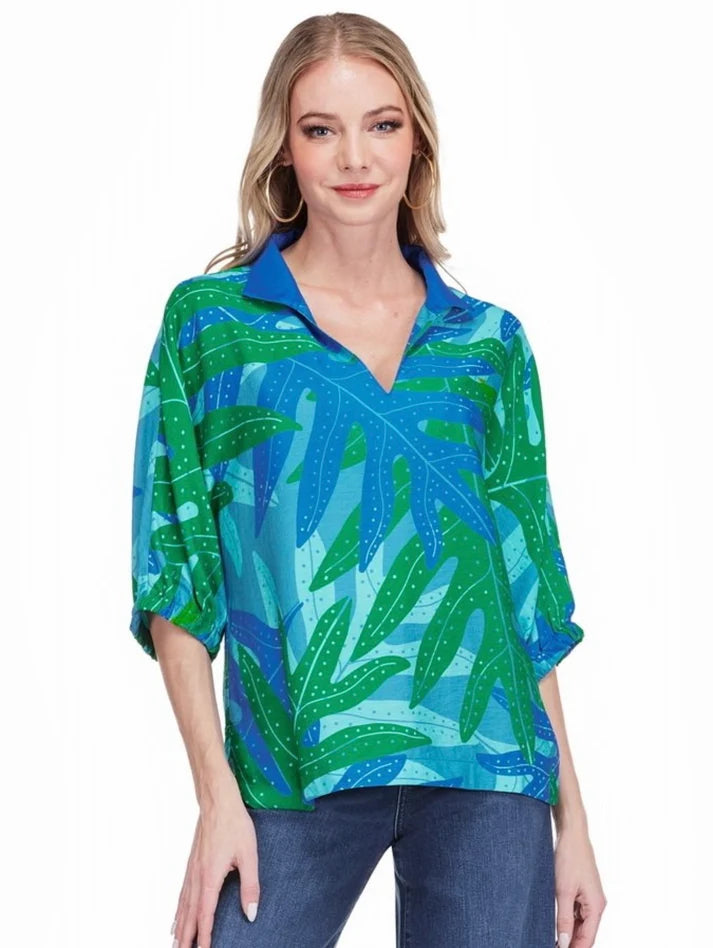 Collar Top in Fernfall