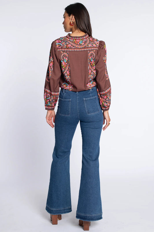 Emmett Top in Brown Scroll