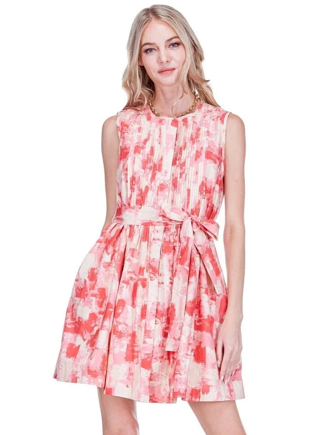 Red Impression Pleated Dress