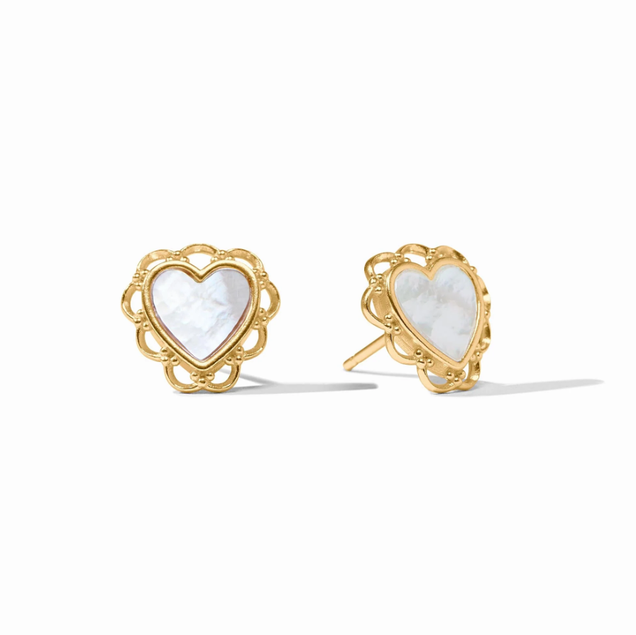Lace Heart Stud MOP