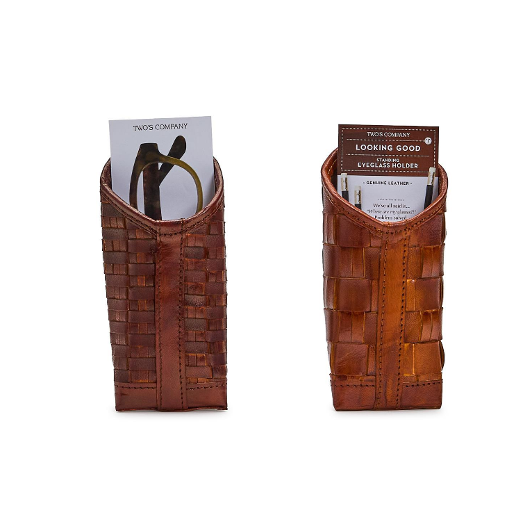 Chesnut Woven Leather Eyeglass Holder