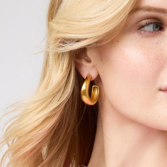 Wave Hoop Gold Earring Small