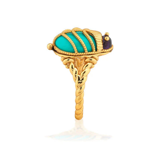 Scarab Petite Ring - Amethyst/Turquoise