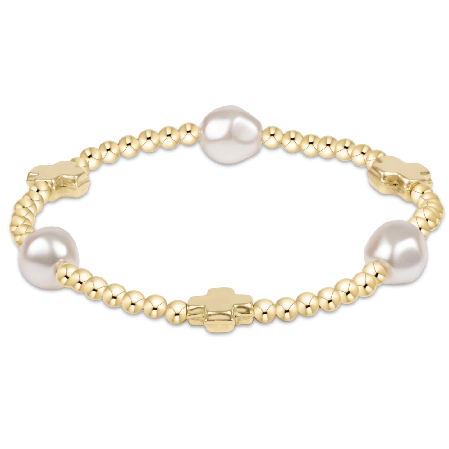 signature cross gold & admire pearl 3mm gold bracelet