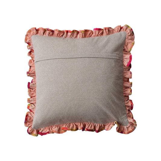Velvet Printed Pillow w/ Floral Pattern