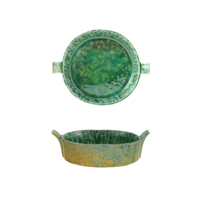 Green Stoneware Baker
