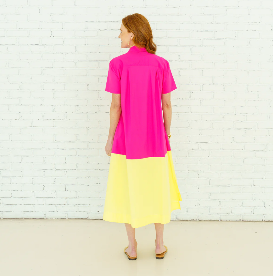 Millie Colorblock Dress Fuchsia and Yellow
