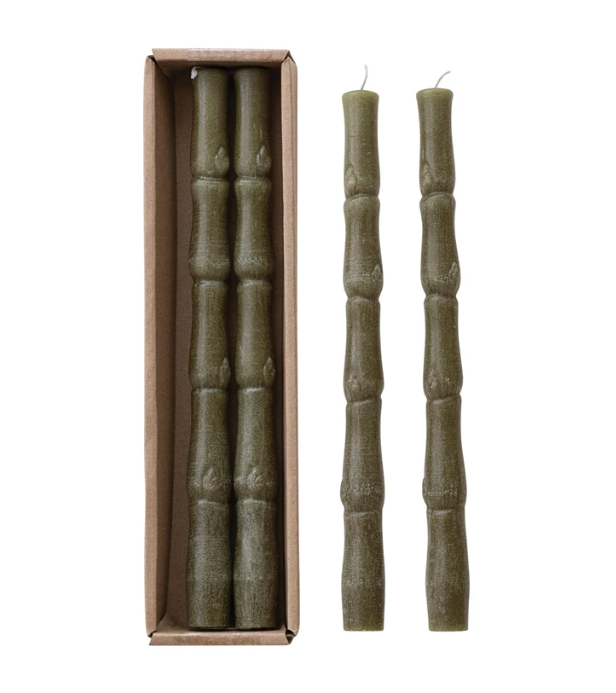 Olive Bamboo Shaped Taper Candles