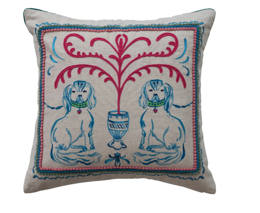 Staffordshire Linen Dog Pillow