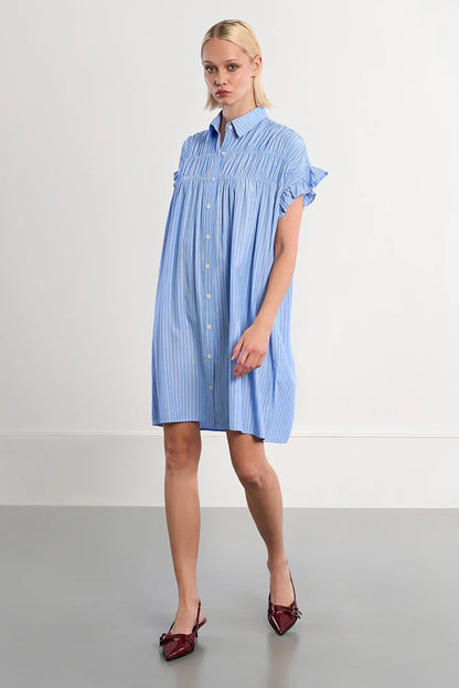Cotton shirt dress smocked