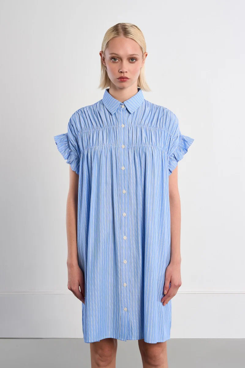 Cotton shirt dress smocked