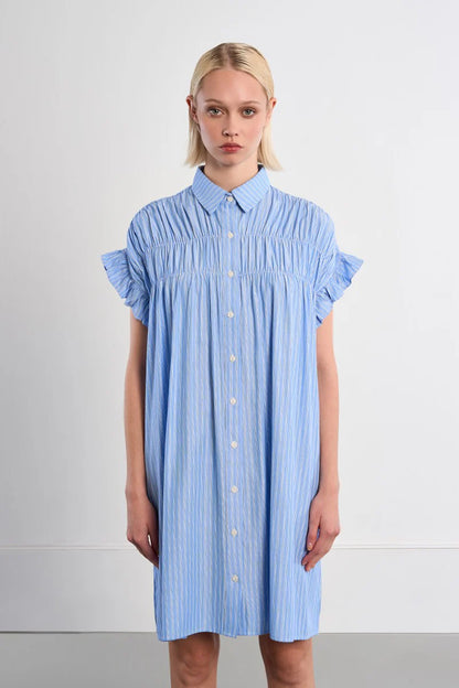 Cotton shirt dress smocked