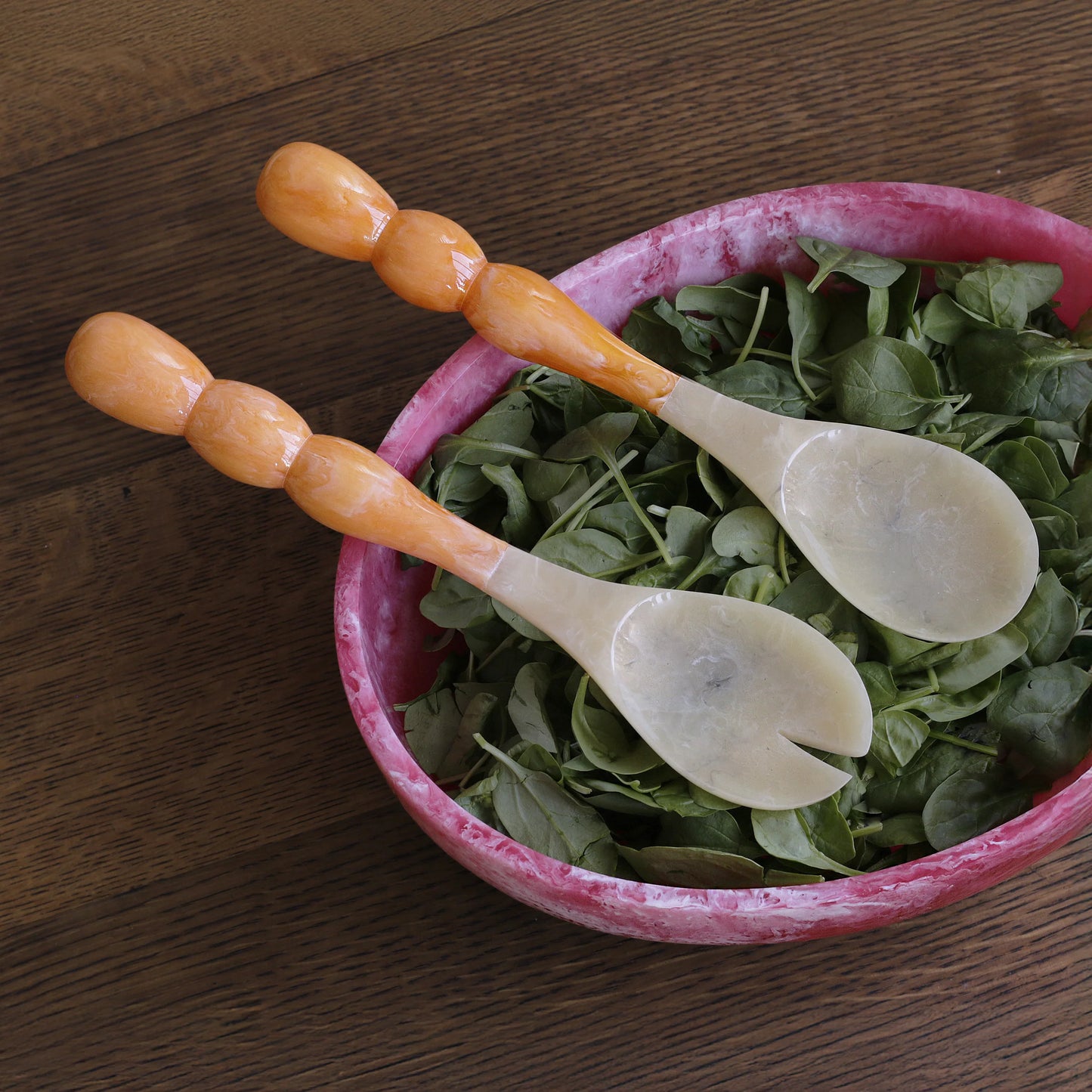 Resin Rio Bubble Salad Servers in Orange