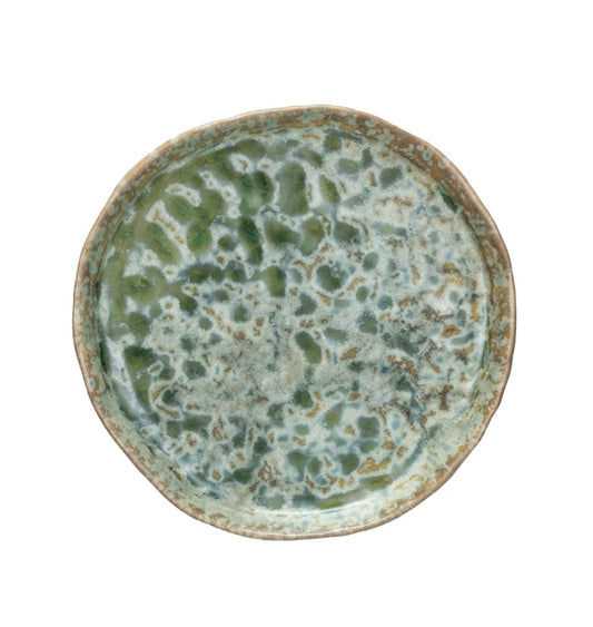 6in Green Stoneware Plate