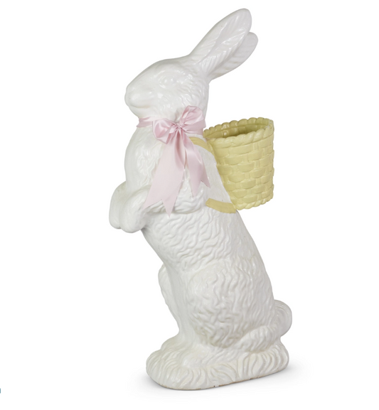 35" White Bunny with Basket Backpack