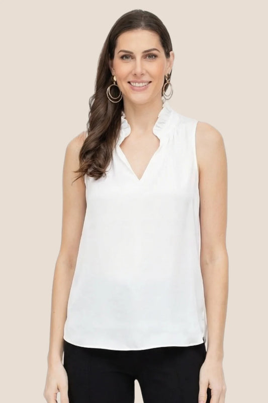 Eggshell Ruffles Neck Shell