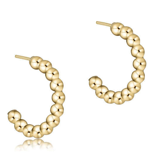 beaded classic 1" post hoop - 3mm gold