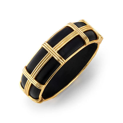 Gaia Hinged Bangle, S/M - Ebony