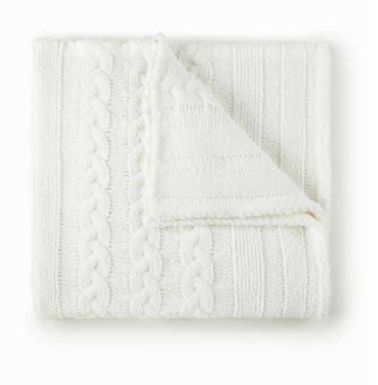 White Waffle Knit Throw Blanket
