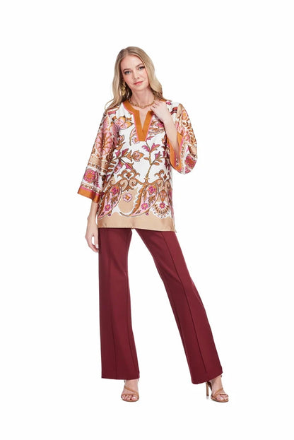 Trimmed Tunic in Toffee Blossom