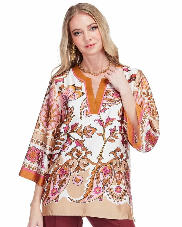 Trimmed Tunic in Toffee Blossom