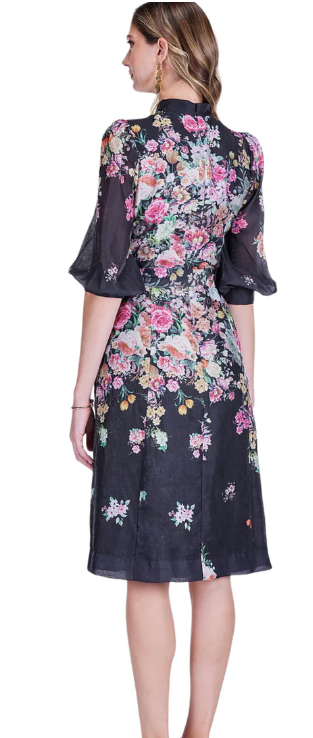 Bloom Noir Collar A-Line 50'' Dress