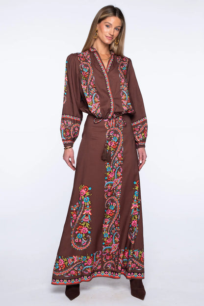 Emmett Top in Brown Scroll
