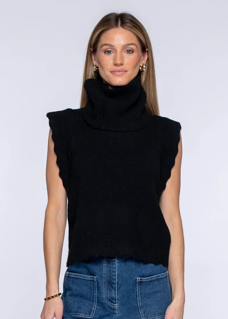 Heather Convertible Sweather in Black