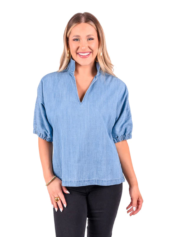 
            
                Load image into Gallery viewer, Chambray Poppy Top
            
        