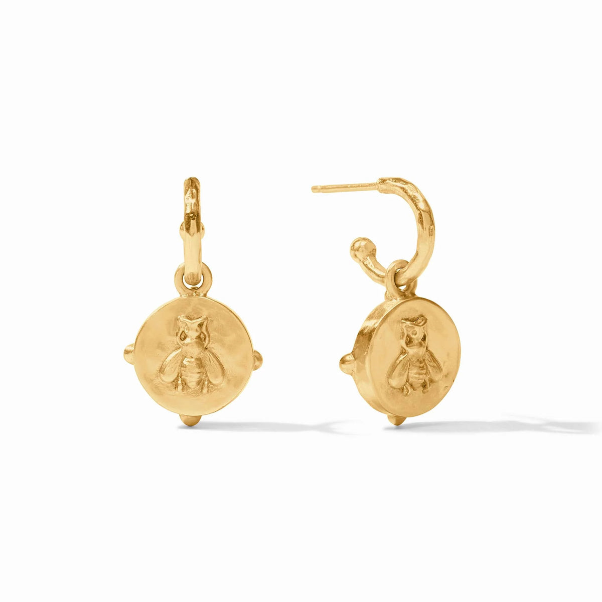 Honeybee Hoop and Charm Earring in Iridescent Ruby Red