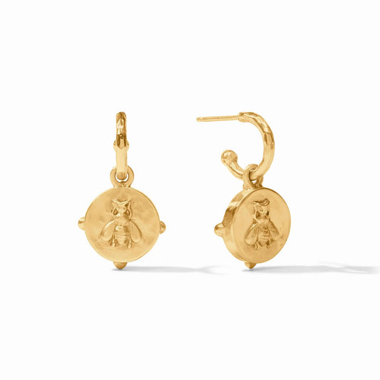 Honeybee Hoop and Charm Earring in Iridescent Ruby Red