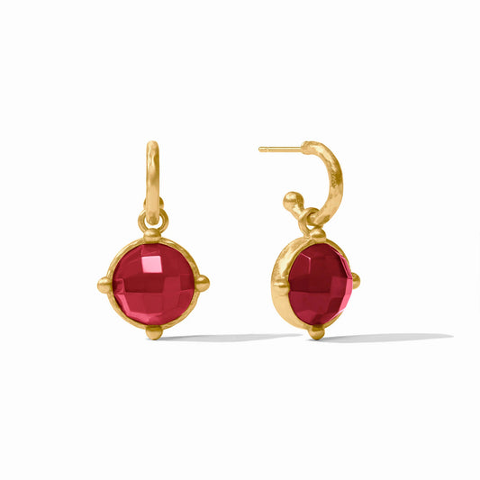 Honeybee Hoop and Charm Earring in Iridescent Ruby Red