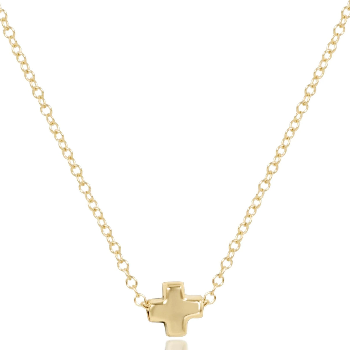 16" Necklace Gold - Signature  Cross Small Gold