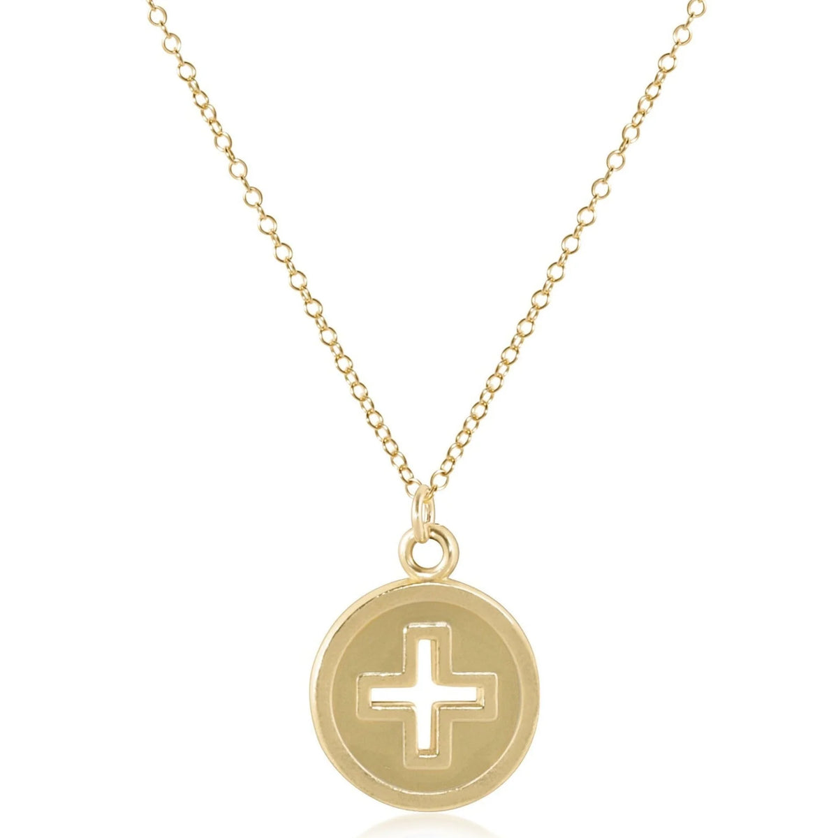 16" Necklace Gold - Signature  Cross Gold Disc