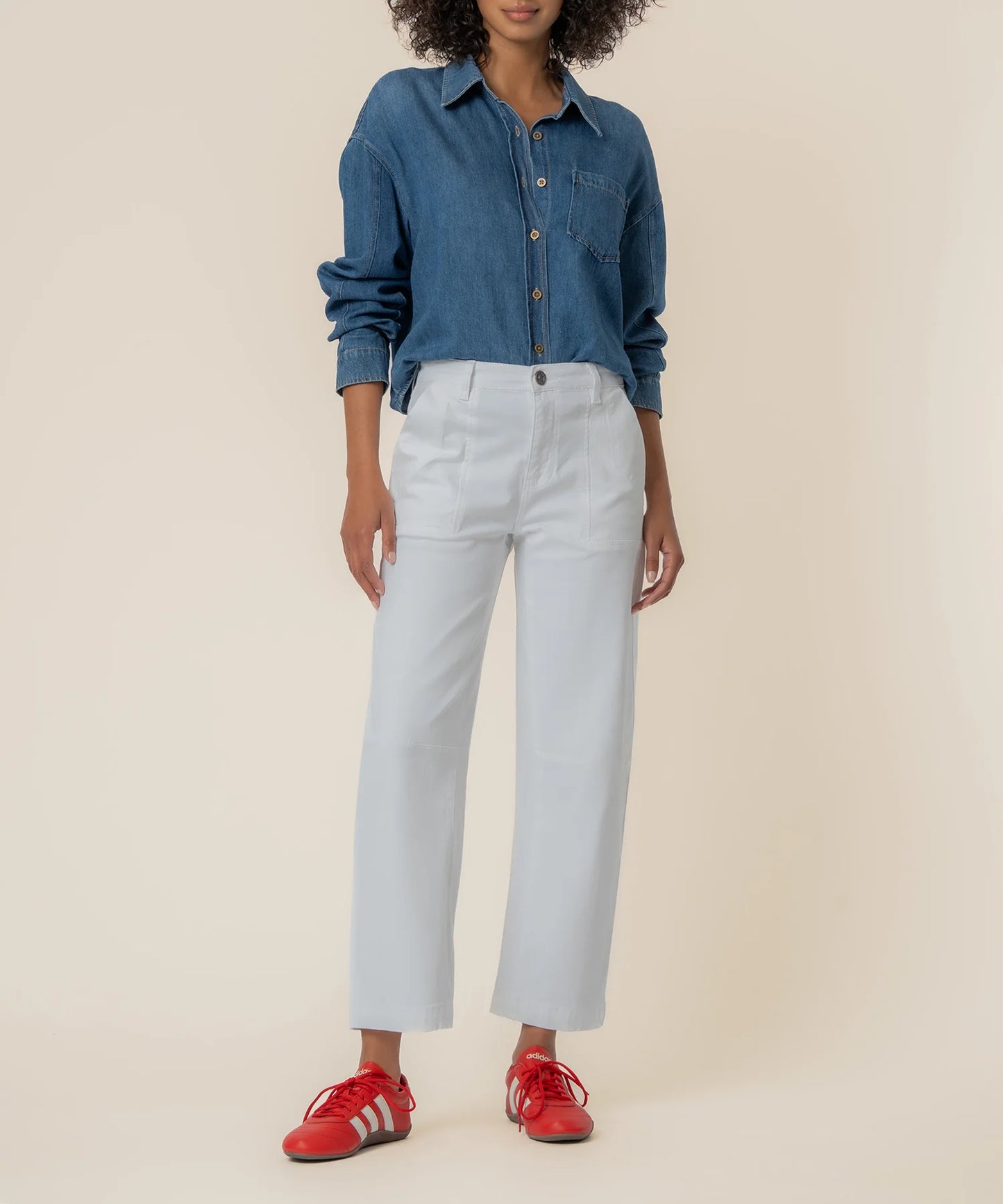 Ashton High Rise Relaxed Leg in Optic White