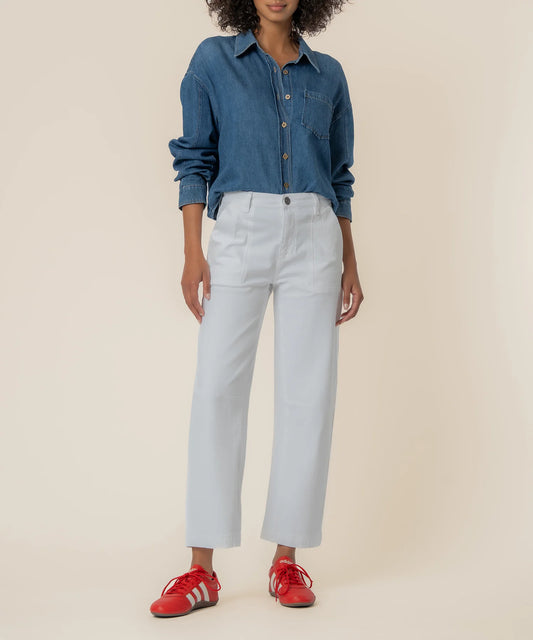 Ashton High Rise Relaxed Leg in Optic White