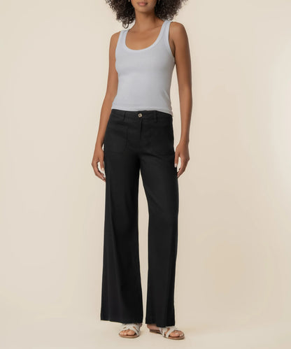 Meg Linen High Rise Wide Leg in Black