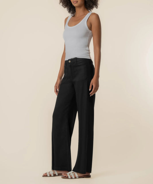 Meg Linen High Rise Wide Leg in Black