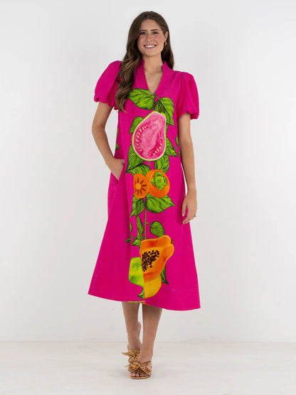 Hampton Dress in Papaya Vine