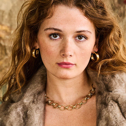 Cleopatra Grande Link Necklace, 16"+2'' - Gold