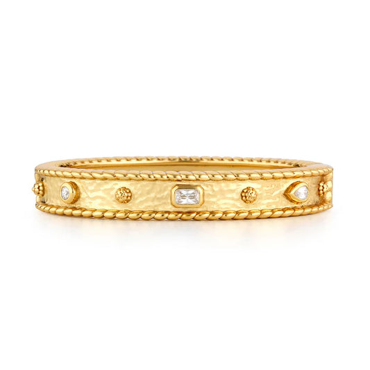 Gem Hinged Bangle - Clear Cubic Zirconia