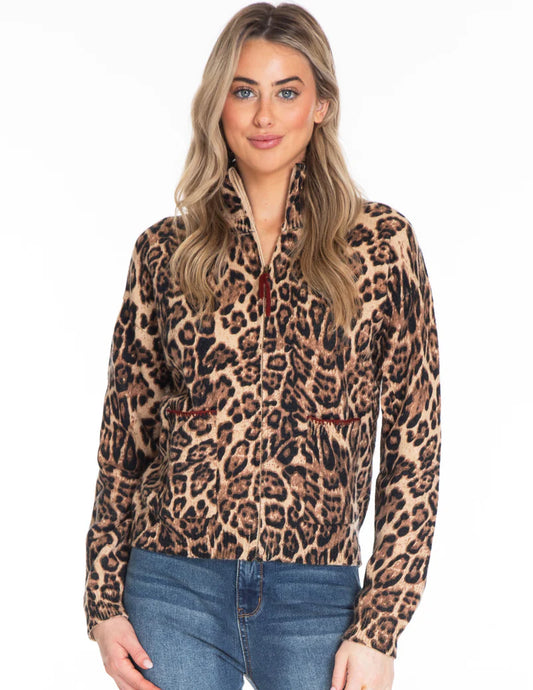 Animal Print Sweater w/Zipper