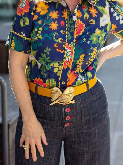 BIRDS Belt Buckle with Fern Belt Strap