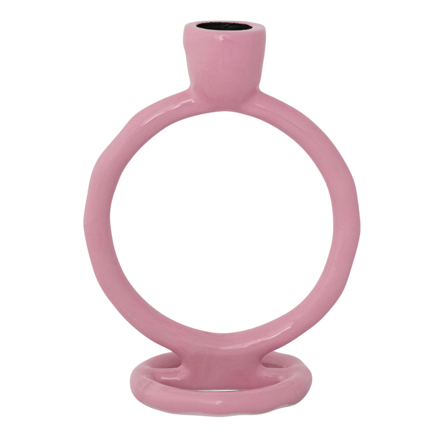 Pink Aluminum Circle Candle Holder