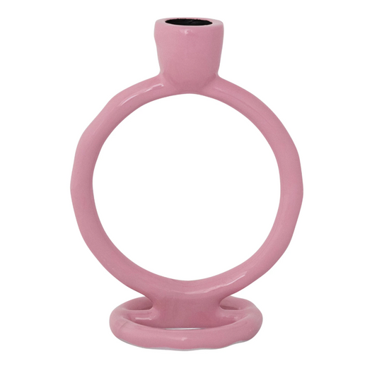 Pink Aluminum Circle Candle Holder