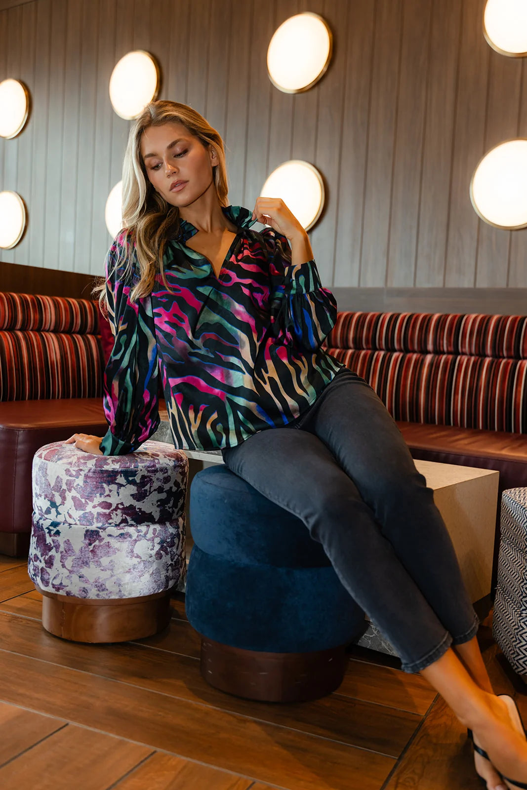 Pheobe Top in Prism Zebra